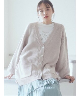 earth music&ecology アンチピリング畦Ｖネックカーディガン Light Beige