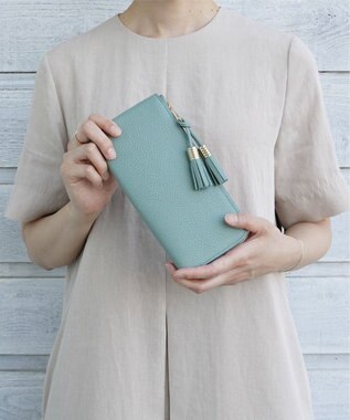 Atelier nuu 日本製 タッセルレザー loop ロングウォレットS ライム