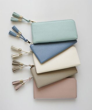 Atelier nuu 日本製 タッセルレザー loop ロングウォレットS ライム