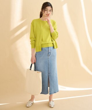 ANY 【2SET】ニットツインセット（ノースリーブニット＋カーディガン） アップルグリーン