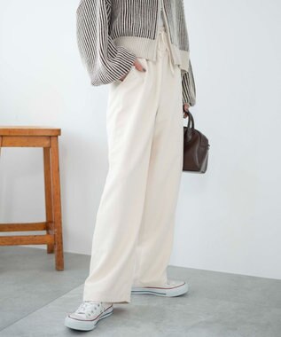 WEGO 【ウエストゴム/手洗い可】カラーイージーパンツ ホワイトアイボリー