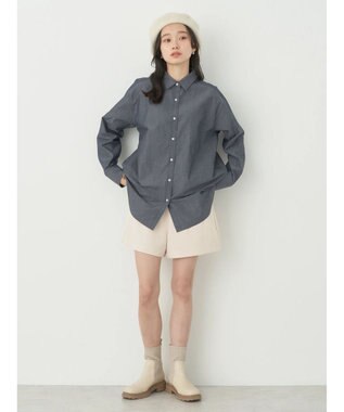 earth music&ecology レギュラーカラーシャツ Blue