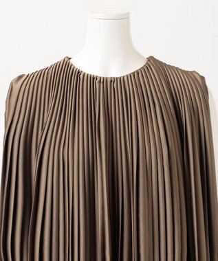 23区 L 【エステータ】ドレープサテン プリーツブラウス カーキ系