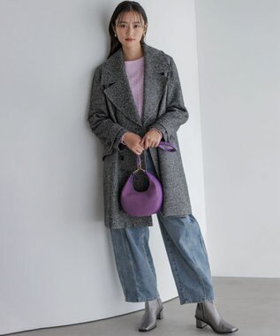 組曲 L 【加藤ローサさん着用】コットンカシミヤMIX ケーブル ニット ピンク系