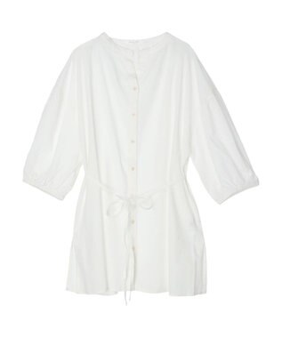 Green Parks スキッパーボリュームブラウスチュニック Off White