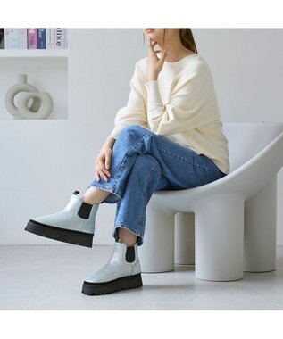 MODE ET JACOMO <carino>本革ムートン　サイドゴアショートブーツ シルバー