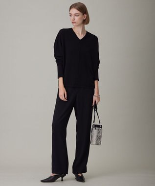 ICB L 【WEB限定カラーあり・洗える】 ライトダブルクロス ストレートパンツ ブラック系