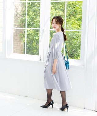 Tiaclasse L 【洗える】大人の洗練ドレープワンピース グレー