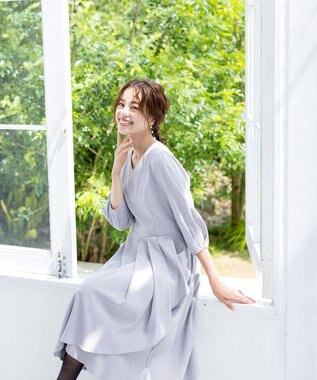 Tiaclasse L 【洗える】大人の洗練ドレープワンピース グレー