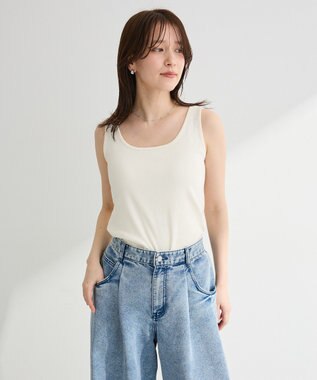 Green Parks 機能付テレコリブタンクトップ Ecru