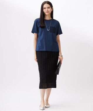 自由区 L 【セットアップ対応・洗える】シアーカットジャカード スカート ブラック