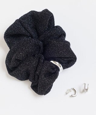 Phoebe <オンワード限定セット>メタルグリッターシュシュ×メタル×ビジュー2ラインピアス