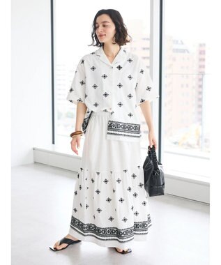 CRAFT STANDARD BOUTIQUE パネル刺繍開襟シャツ Off White