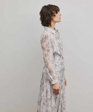 GRACE CONTINENTAL 【オンラインストア・梅田阪急店限定】フラワープリントプリーツワンピース グレー