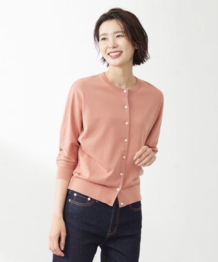 J.PRESS LADIES 【洗える・抗菌防臭】コットンアセテート ドルマン カーディガン ピンク系