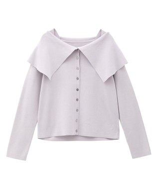 YECCA VECCA 2wayオフショルカラーカーディガン Lavender
