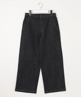 J.PRESS LADIES 【洗える】9ozストレッチ デニム ワイド パンツ ブラック系