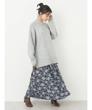 earth music&ecology ＦＬＵＦＦＹハイネックチュニック Light Gray Mixture