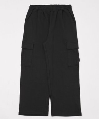WEGO 【ユニセックス着用ITEM/ウエストゴム/MLサイズ展開】ワイドスウェットカーゴパンツ ブラック