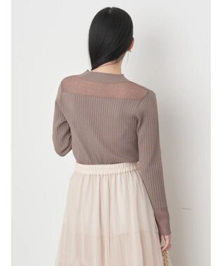 earth music&ecology 部分シアーニットプルオーバー Gray Beige