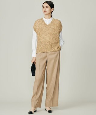 自由区 【カタログ掲載】ウールライクストレッチワイド パンツ ベージュ