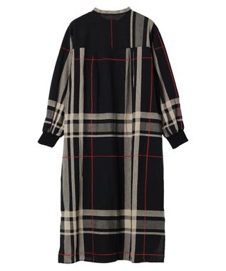 CRAFT STANDARD BOUTIQUE 先染めチェック（大）バンドカラー袖ＲＩＢ　ＯＰ Black