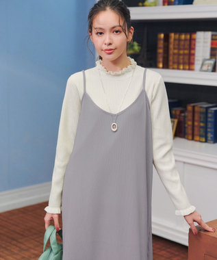 Tiaclasse 【洗える】プリーツキャミワンピース グレージュ