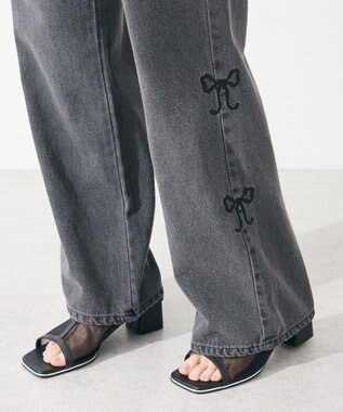 Green Parks ・ＤＯＵＢＬＥ　ＦＬＡＧＳ　サイドリボン刺繍デニ Black