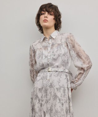 GRACE CONTINENTAL 【オンラインストア・梅田阪急店限定】フラワープリントプリーツワンピース グレー