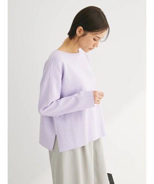 Green Parks 洗える　ボートネックニットプルオーバー Lavender