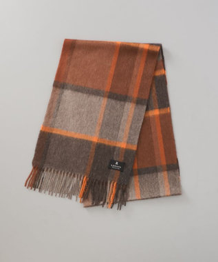 AURORA 【 LANVIN COLLECTION（ランバン コレクション） 】カシミヤ100％チェックマフラー(WASH) オレンジ