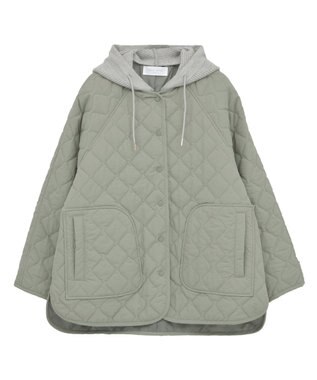 Green Parks ２ＷＡＹニットフードキルティングブルゾン Khaki