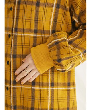 CRAFT STANDARD BOUTIQUE 先染めチェック（小）バンドカラー袖ＲＩＢ　ＯＰ Mustard