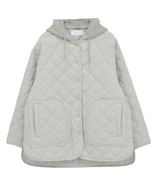 Green Parks ２ＷＡＹニットフードキルティングブルゾン Light Gray