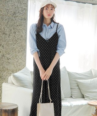 Tiaclasse 【洗える】プリーツキャミワンピース ドット