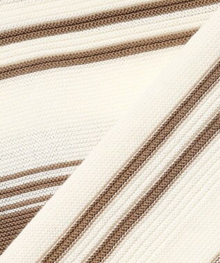 J.PRESS LADIES COTTON POLYESTER ボーダー ニット オフ×キャメル系