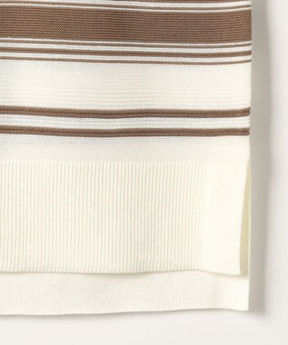 J.PRESS LADIES COTTON POLYESTER ボーダー ニット オフ×キャメル系