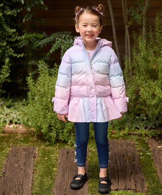 ANY KIDS 【洗濯機OK】中綿リボンコート レインボー