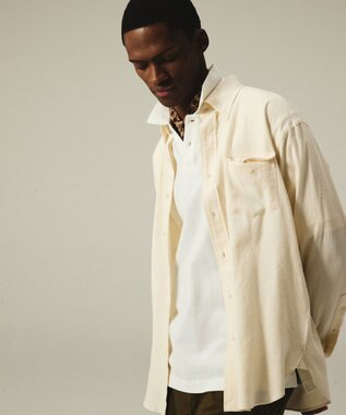 J.PRESS MEN 【J.PRESS ORIGINALS】【UNISEX】Cotton Silk Yarn Dyed Twill B.D. Shirts / Baggy-Fit アイボリー系