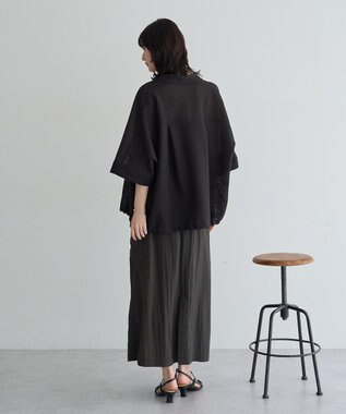 YECCA VECCA 　裾ドロストメッシュシャツ Black