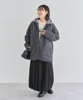 Green Parks ２ＷＡＹニットフードキルティングブルゾン Charcoal Gray