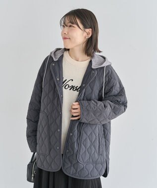 Green Parks ２ＷＡＹニットフードキルティングブルゾン Charcoal Gray
