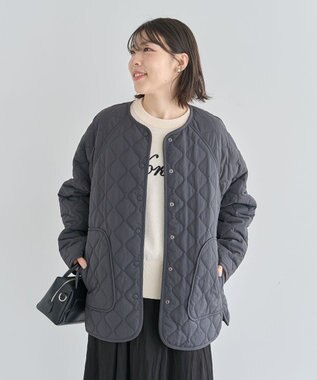Green Parks ２ＷＡＹニットフードキルティングブルゾン Charcoal Gray