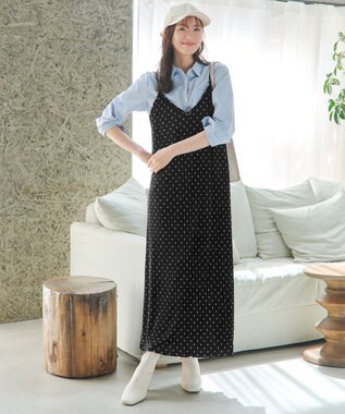 Tiaclasse 【洗える】プリーツキャミワンピース ドット
