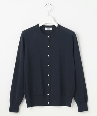 J.PRESS LADIES S 【洗える】BASIC HT COTTON クルーネック カーディガン ネイビー系