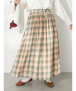 CRAFT STANDARD BOUTIQUE チェックギャザーロングスカート Beige