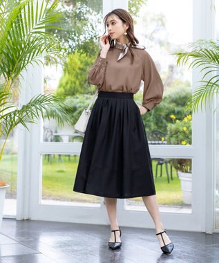 Tiaclasse 【洗える】ラグランパフスリーブブラウス モカ