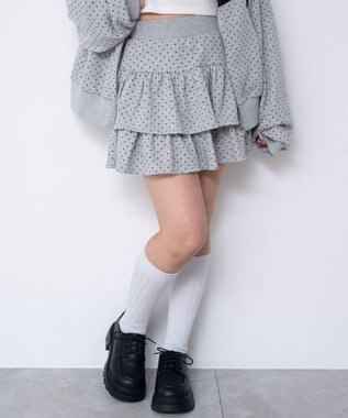 WEGO 【ウエストゴム】スウェットフリルスカパン 柄4