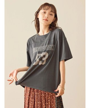 AMERICAN HOLIC 製品染めナンバーロゴカットプルオーバー Charcoal Gray