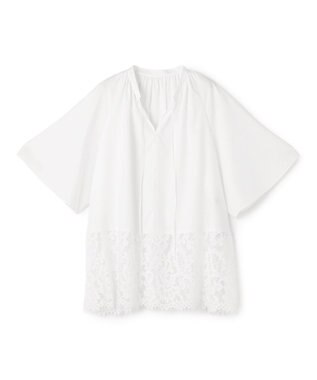UNFILO L レースヘム ギャザーブラウス オフ